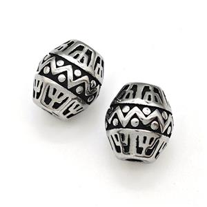 Stainless Steel Barrel Beads Antique Silver, approx 9-10mm