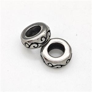 Stainless Steel Rondelle Beads Antique Silver, approx 3-8mm, 4mm hole