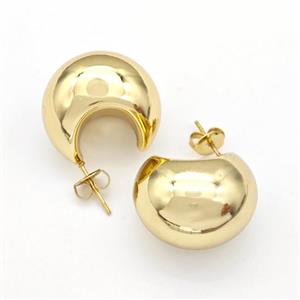 304 Stainless Steel Stud Earring Hollow Gold Plated, approx 17-24mm