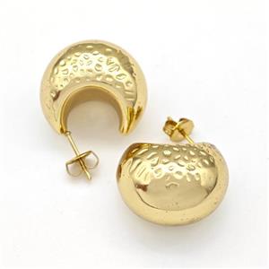 304 Stainless Steel Stud Earring Hollow Gold Plated, approx 17-24mm