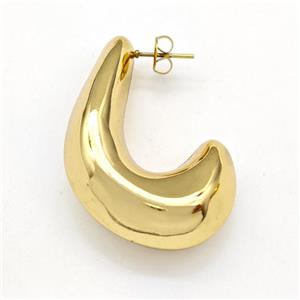 304 Stainless Steel Stud Earring Hollow Gold Plated, approx 10-14mm, 40-42mm