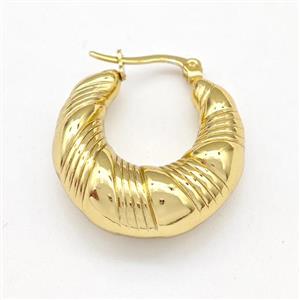 304 Stainless Steel Earring Hollow Gold Plated, approx 25mm dia