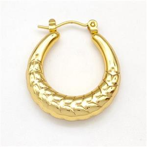 304 Stainless Steel Earring Hollow Gold Plated, approx 25mm dia