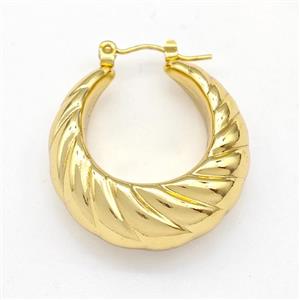 304 Stainless Steel Earring Hollow Gold Plated, approx 27mm dia