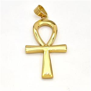 Stainless Steel Cross Pendant Gold Plated, approx 35-61mm