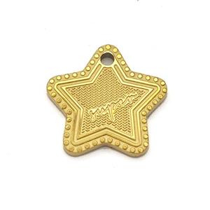 Stainless Steel Star Pendant Gold Plated, approx 16mm