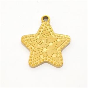 Stainless Steel Star Pendant Gold Plated, approx 15mm