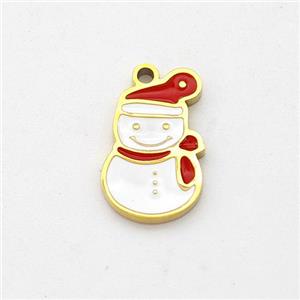 Christmas Snowman Charms Stainless Steel Pendant Enamel Gold Plated, approx 8-13mm