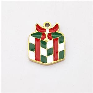 Christmas Gift Charms Stainless Steel Pendant Enamel Gold Plated, approx 10-12mm