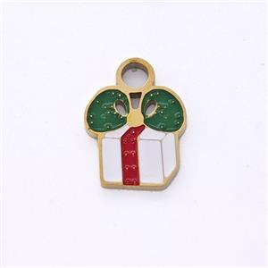 Christmas Gift Charms Stainless Steel Pendant Enamel Gold Plated, approx 10mm