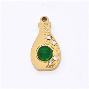 Stainless Steel Bottle Pendant Pave Rhinestone Rhinestone Gold Plated, approx 8-14mm