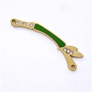 Stainless Steel Bamboo Pendant Pave Rhinestone 2loops Gold Plated, approx 7-30mm