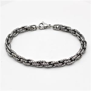 304 Stainless Steel Bracelet Antique Silver, approx 6mm, 21cm length