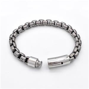 304 Stainless Steel Bracelet Antique Black, approx 10-30mm, 8mm, 21cm length