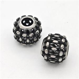 Stainless Steel Round Beads Hollow Large Hole Antique Silver, approx 9-10mm, 4mm hole