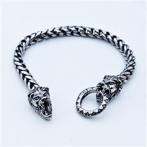 304 Stainless Steel Tiger Bracelet Antique Silver, approx 13-25mm, 19mm, 6mm, 21cm length