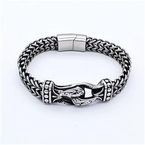 304 Stainless Steel Bracelet Antique Silver, approx 18-45mm, 12mm, 21cm length