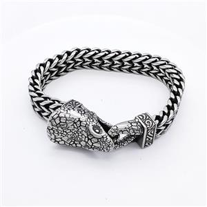 304 Stainless Steel Snake Bracelet Antique Silver, approx 20-50mm, 12mm, 21cm length