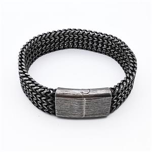 304 Stainless Steel Bracelet Antique Black, approx 18-30mm, 16mm, 21cm length