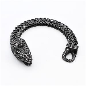 304 Stainless Steel Snake Bracelet Antique Black, approx 20-45mm, 12mm, 21cm length