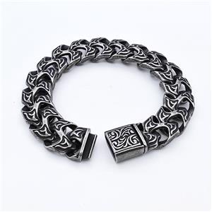 304 Stainless Steel Bracelet Antique Black, approx 16-35mm, 16mm, 21cm length