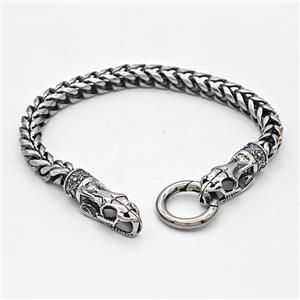 304 Stainless Steel Snake Bracelet Antique Silver, approx 10-30mm, 18mm, 6mm, 21cm length