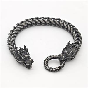 304 Stainless Steel Dragon Bracelet Antique Black, approx 15-28mm, 19mm, 8mm, 21cm length