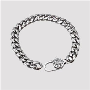 304 Stainless Steel Bracelet Antique Silver, approx 16-27mm, 10mm, 21cm length