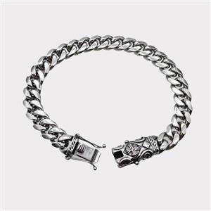 304 Stainless Steel Bracelet Antique Silver, approx 10-35mm, 10mm, 21cm length