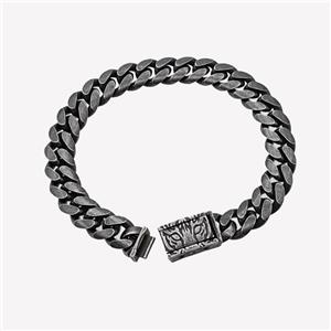 304 Stainless Steel Bracelet Antique Black, approx 11-30mm, 10mm, 21cm length