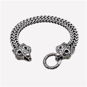 304 Stainless Steel Bracelet Leopard Antique Silver, approx 20-25mm, 19mm, 10mm, 21cm length