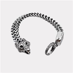 304 Stainless Steel Bracelet Leopard Antique Silver, approx 20-25mm, 17-40mm, 12mm, 21cm length