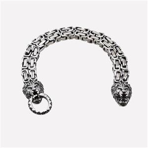 304 Stainless Steel Lion Bracelet Antique Silver, approx 18-25mm, 13mm, 21cm length