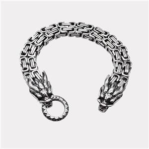 304 Stainless Steel Dragon Bracelet Antique Silver, approx 16-25mm, 13mm, 21cm length