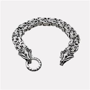 304 Stainless Steel Dragon Bracelet Antique Silver, approx 16-25mm, 13mm, 21cm length