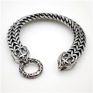 304 Stainless Steel Anchor Bracelet Antique Silver, approx 16-20mm, 12mm, 21cm length