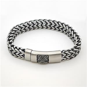 304 Stainless Steel Bracelet Antique Silver, approx 14-37mm, 12mm, 21cm length