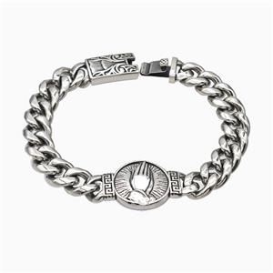 304 Stainless Steel Bracelet Prayer Antique Silver, approx 22-45mm, 14-45mm, 13mm, 21cm length