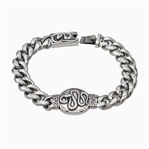 304 Stainless Steel Bracelet Snake Antique Silver, approx 22-45mm, 14-45mm, 13mm, 21cm length