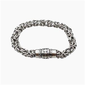 304 Stainless Steel Bracelet Antique Silver, approx 12-35mm, 8mm, 21cm length