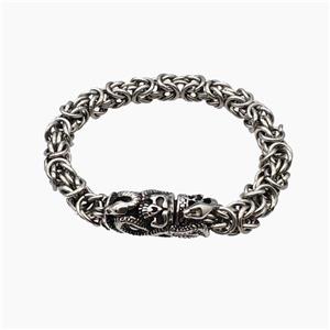 304 Stainless Steel Bracelet Snake Antique Silver, approx 13-35mm, 8mm, 21cm length