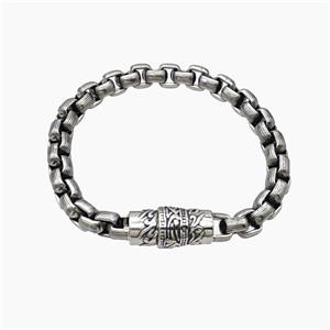 304 Stainless Steel Bracelet Antique Silver, approx 12-25mm, 8mm, 21cm length