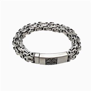 304 Stainless Steel Bracelet Antique Silver, approx 13-45mm, 12mm, 21cm length