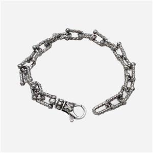 304 Stainless Steel Bracelet Antique Silver, approx 13-25mm, 9.5mm, 21cm length