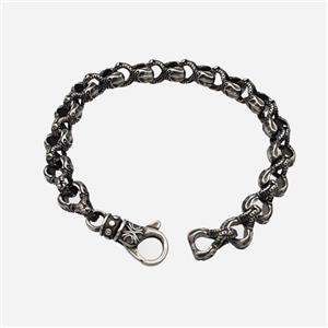 304 Stainless Steel Bracelet Antique Silver, approx 13-25mm, 9mm, 21cm length