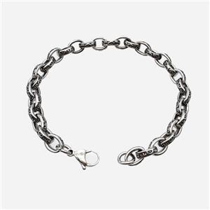 304 Stainless Steel Bracelet Antique Silver, approx 8-10mm, 21cm length