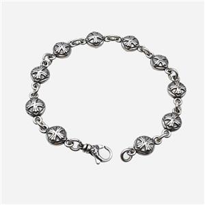 304 Stainless Steel Bracelet Cross Antique Silver, approx 10mm, 21cm length