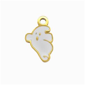 Halloween Ghost Charms 304 Stainless Pendant White Enamel Gold Plated, approx 9.5-13mm