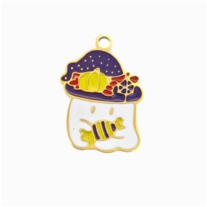 Halloween Warlock Charms 304 Stainless Pendant Multicolor Enamel Gold Plated, approx 11-14mm