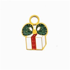 Christmas Gifts Charms 304 Stainless Steel Pendant Enamel Gold Plated, approx 10-11mm